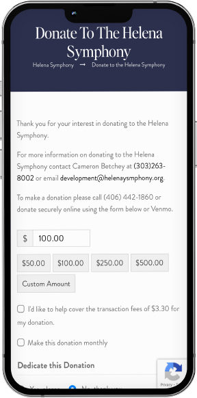 Helena Symphony mobile website