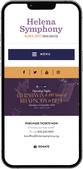 Helena Symphony mobile website