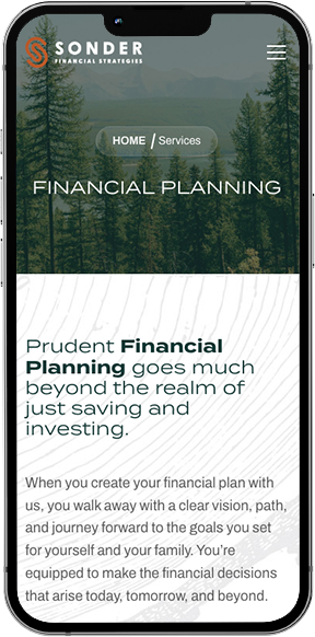 Sonder Financial Strategies mobile website